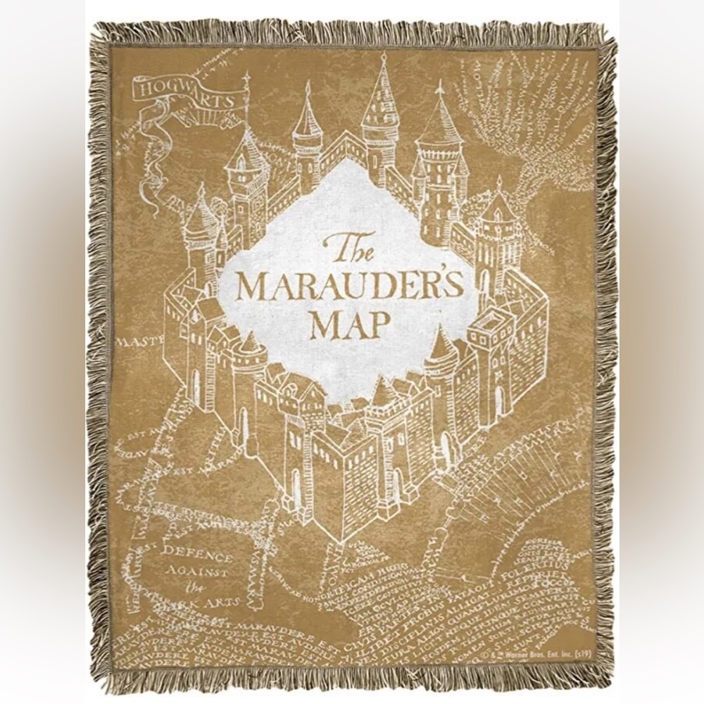 Harry Potter Throw Blanket MARAUDER'S MAP Tapestry Woven Jacquard 46"x 59" NEW
